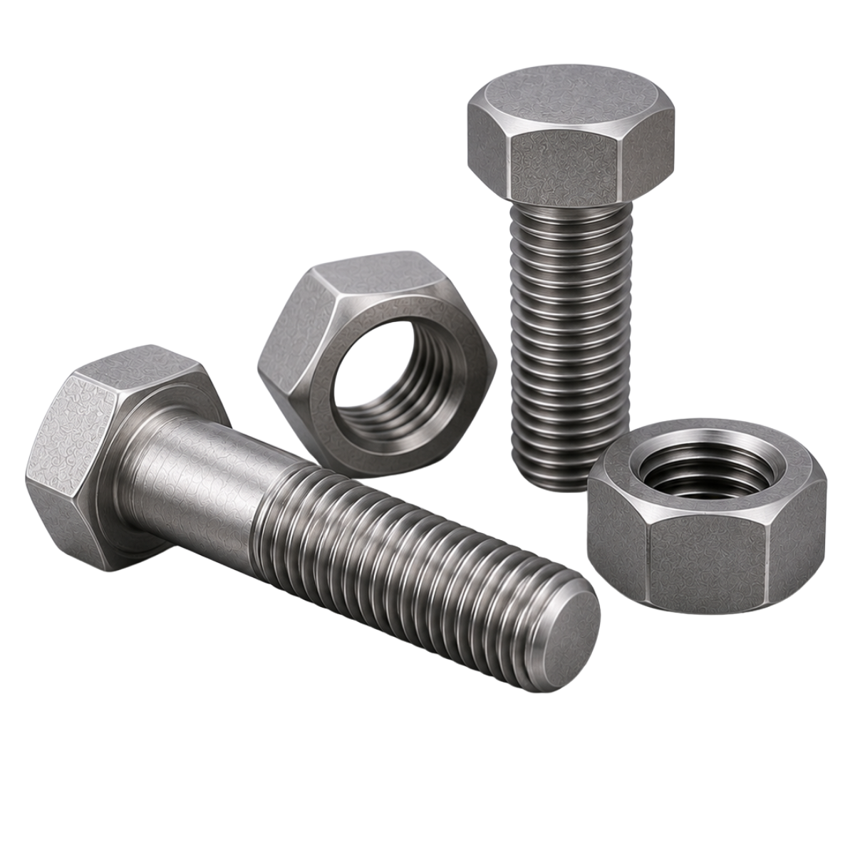 Hex bolts and nuts for industrial applications